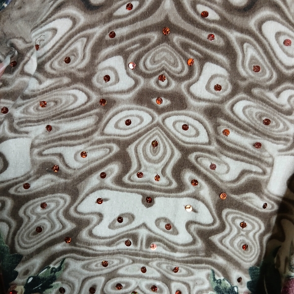 Vintage Artsy Patterned Button-Up Cardigan With Lace Trim Size 2X - Picture 4 of 9